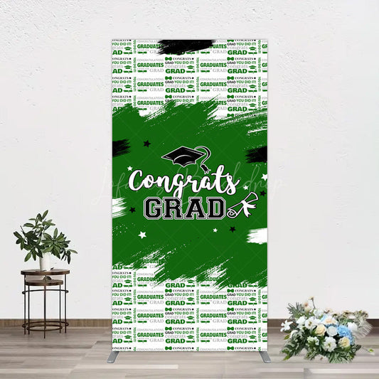 Lofaris Green White Black Congrats Graduation Rectangle Backdrop