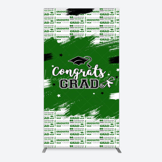 Lofaris Green White Black Congrats Graduation Rectangle Backdrop