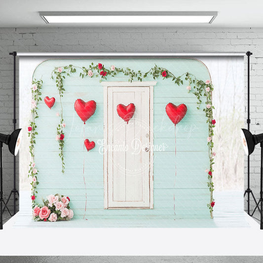 Lofaris Green White Wood Romantic Valentines Day Backdrop