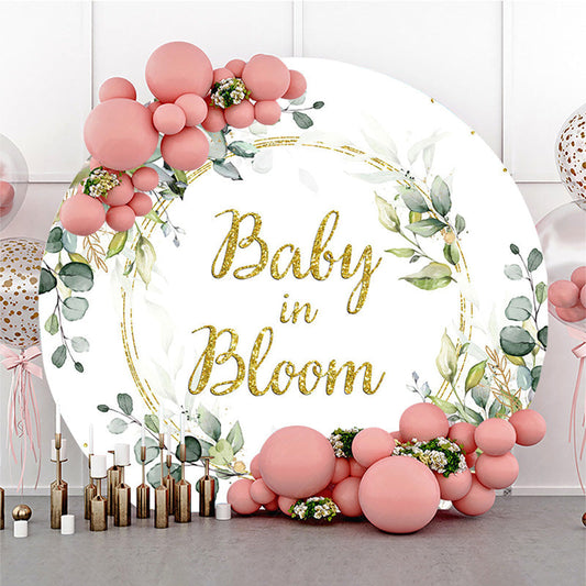 Lofaris Green Wreath Baby In Bloom Round Shower Backdrop