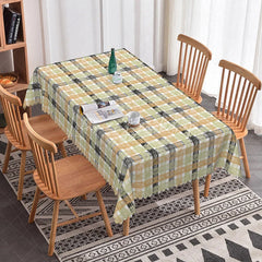 Lofaris Green Yellow Plaid Rectangle Tablecloth Rustic Checkered Farmhouse Pattern Distressed Dining Table Cover Kitchen Decor