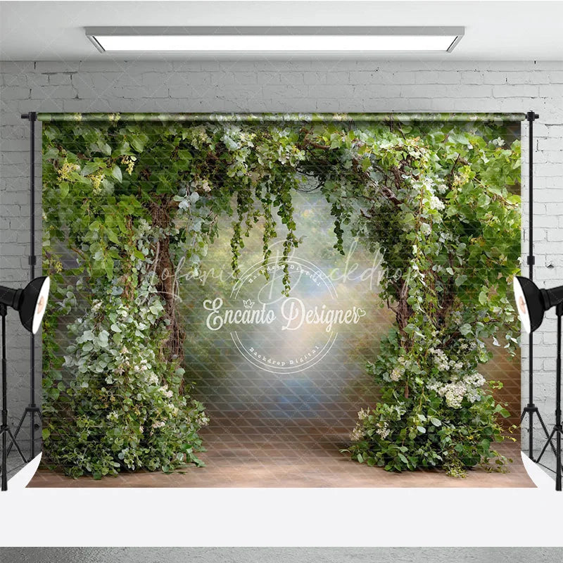 Lofaris Greenery Arch Backdrop Secret Garden Wedding Photo Prop Lush Woodland Trees with Vines for Party