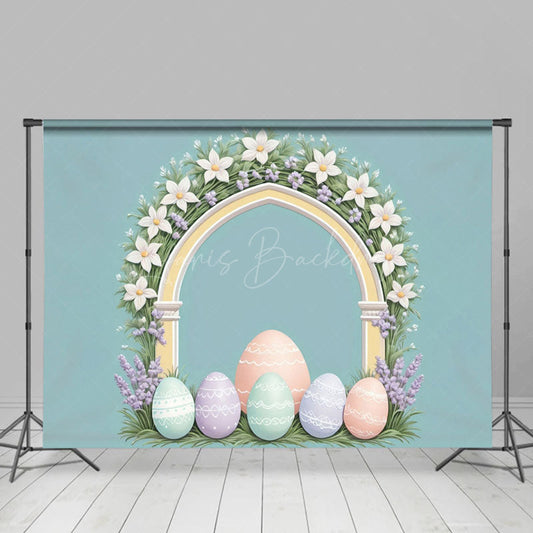 Lofaris Greenery Floral Arch Colorful Eggs Easter Backdrop