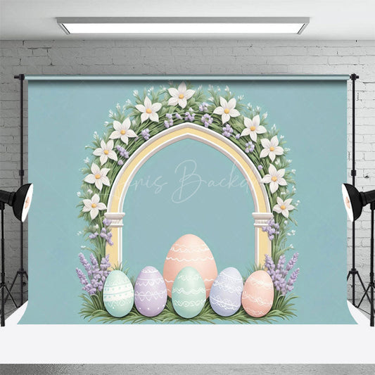 Lofaris Greenery Floral Arch Colorful Eggs Easter Backdrop