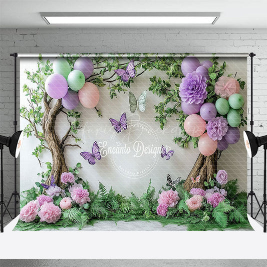 Lofaris Greenery Floral Tree Balloons Cake Smash Backdrop
