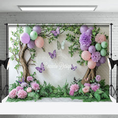 Lofaris Greenery Floral Tree Balloons Cake Smash Backdrop