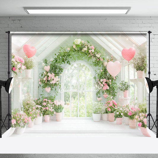 Lofaris Greenery Floral Warm White Hosue Balloons Backdrop