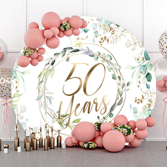 Lofaris Greenery Garland 50 Years Anniversary Round Backdrop