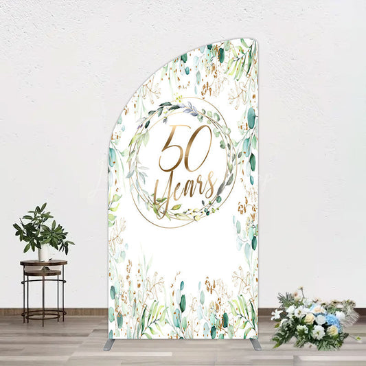 Lofaris Greenery Garland Anniversary 50 Years Half Moon Arch Backdrop