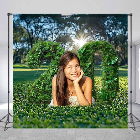 Lofaris Greenery Lawn Custom Photo 20th Birthday Backdrop