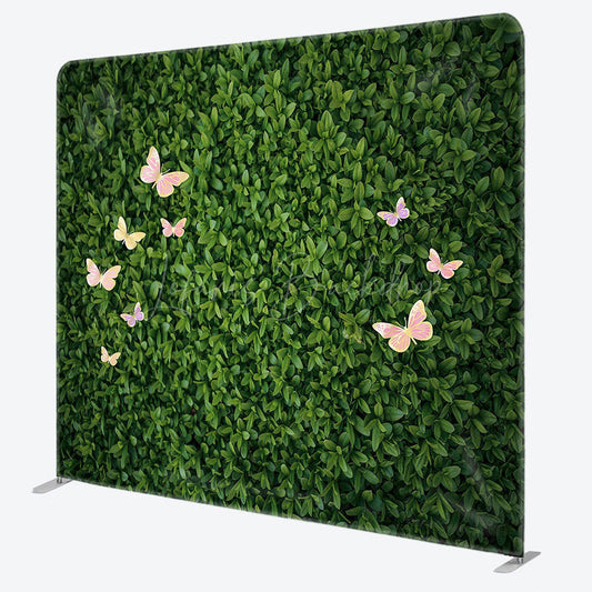 Lofaris Greenery Leaves Pink Butterfly Pillow Case Backdrop