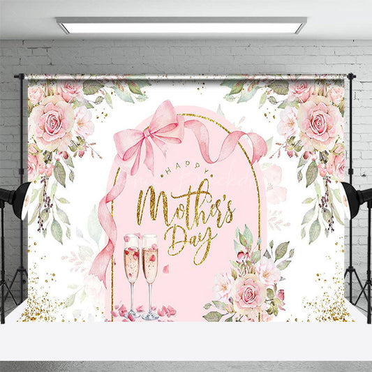 Lofaris Greenery Pink Floral Arch Happy Mothers Day Backdrop