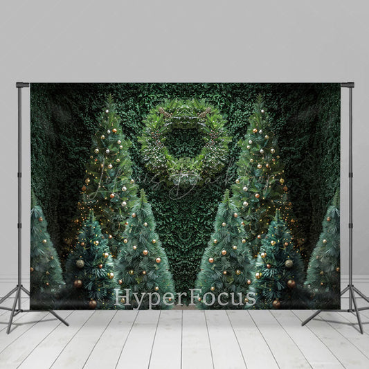 Lofaris Greenery Wreath Xmas Trees Christmas Vibe Backdrop