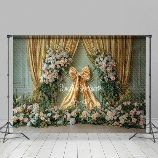 Lofaris Greeny Gold Bow Tie Spring Photography Backdrop