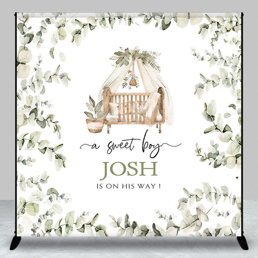 Lofaris Greeny Plants Sweet Boy Baby Shower Custom Backdrop
