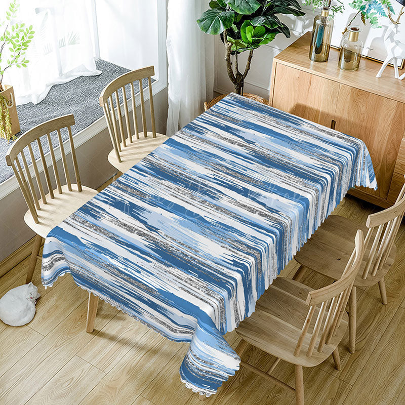 Lofaris Grey and Blue Glitter Rectangle Tablecloth for Elegant Modern Sparkly Party Holiday Decor