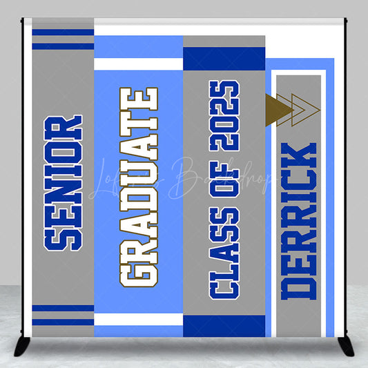 Lofaris Grey Blue Book Spine Custom Name Graduation Backdrop