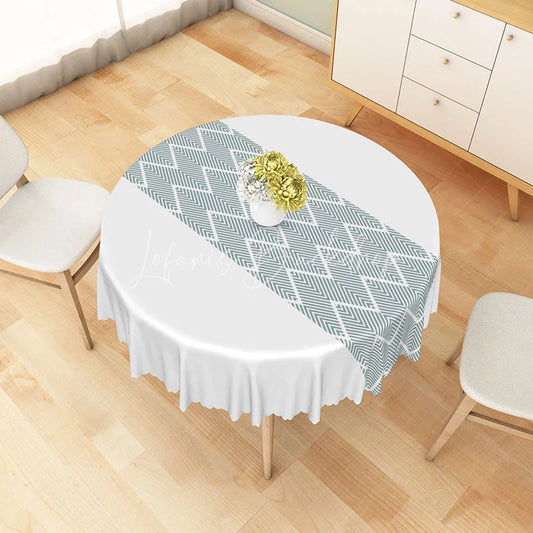 Lofaris Grey Chevron Stripe Runner Style Round Tablecloth Modern Geometric Pattern for Wedding and Home