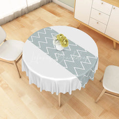 Lofaris Grey Chevron Stripe Runner Style Round Tablecloth Modern Geometric Pattern for Wedding and Home
