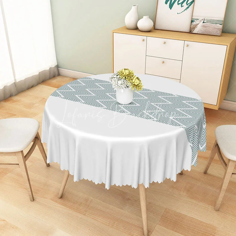 Lofaris Grey Chevron Stripe Runner Style Round Tablecloth Modern Geometric Pattern for Wedding and Home