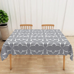 Lofaris Grey Geometric Petal Rectangle Tablecloth Abstract White Curved Line Table Cover Contemporary Home Decor