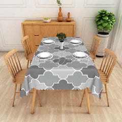 Lofaris Grey Moroccan Trellis Rectangle Tablecloth Geometric Quatrefoil Table Cover Modern Minimalist Home Decor