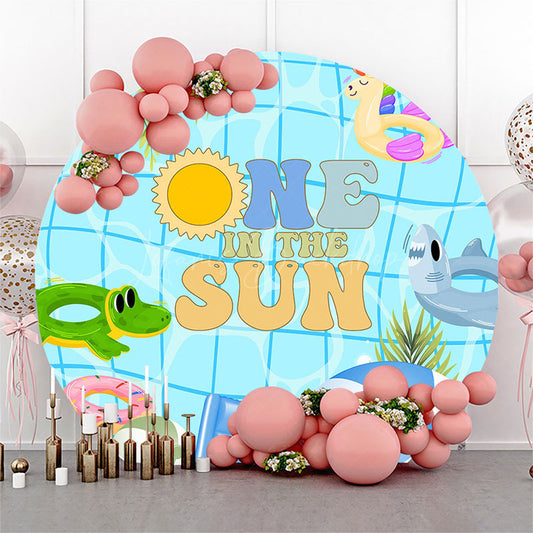 Lofaris Groovy One In The Sun Round Pool Party Backdrop
