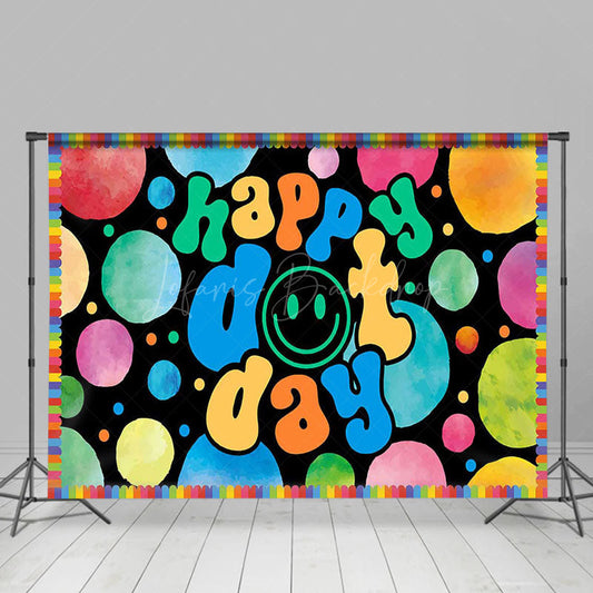 Lofaris Groovy Smiley Face Colorful Happy Dot Day Backdrop