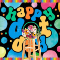 Lofaris Groovy Smiley Face Colorful Happy Dot Day Backdrop