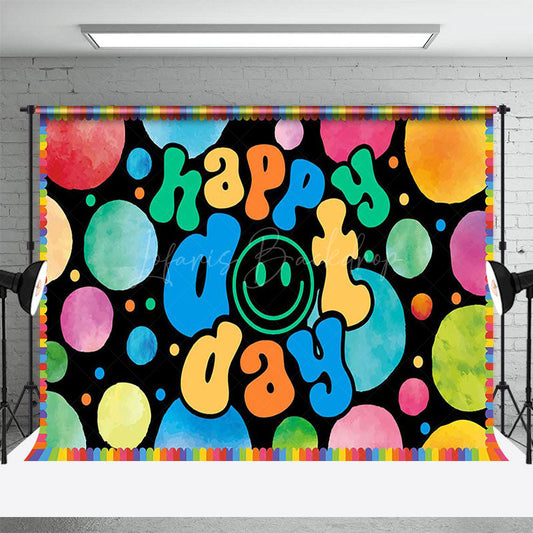 Lofaris Groovy Smiley Face Colorful Happy Dot Day Backdrop
