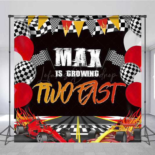 Lofaris Growing Two Fast Racer Game Custom Birthday Backdrop