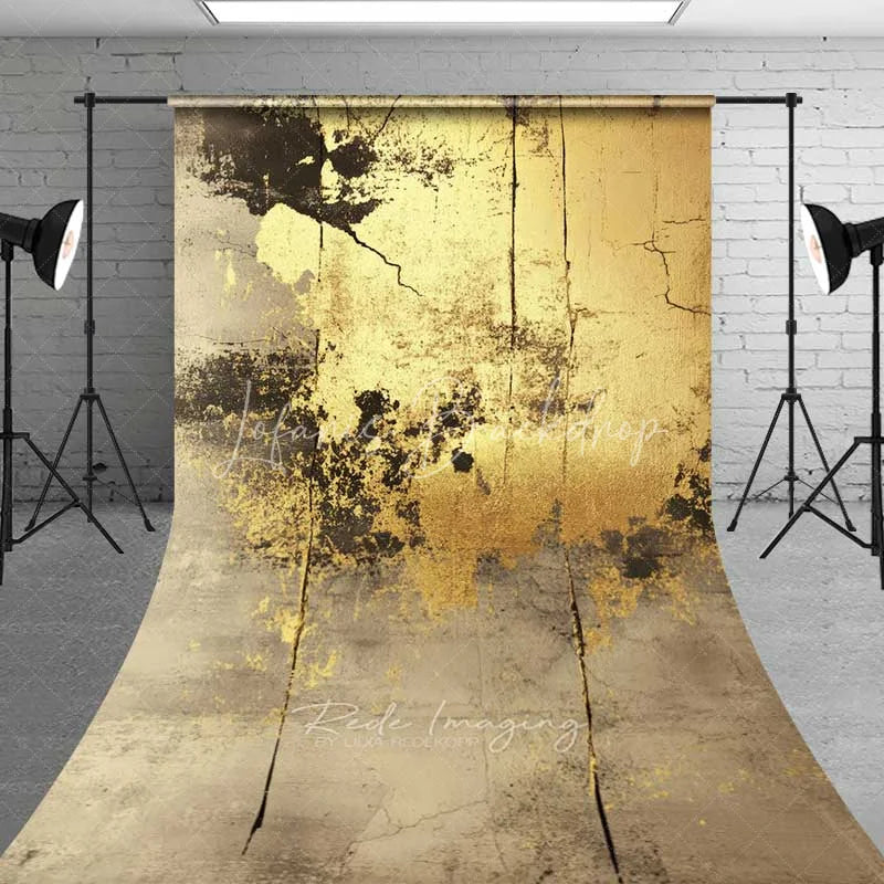 Lofaris Grunge Grey Concrete Wall Backdrop Abstract Gold Paint Splash Fine Art Photography Background