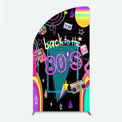Lofaris Half Moon Arch Backdrop Back to the 80s Neon Retro Cover Glow Party Graffiti Geometric Chiara Wall Background Birthday Decor