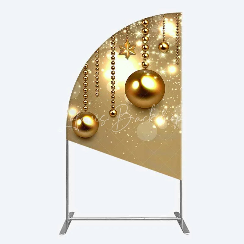 Lofaris Half Moon Arch Backdrop Christmas Gold Baubles Luxury Hanging Ornaments Sparkle Cover