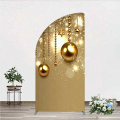 Lofaris Half Moon Arch Backdrop Christmas Gold Baubles Luxury Hanging Ornaments Sparkle Cover