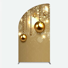 Lofaris Half Moon Arch Backdrop Christmas Gold Baubles Luxury Hanging Ornaments Sparkle Cover