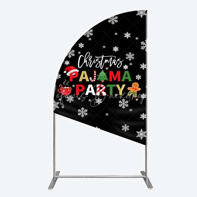 Lofaris Half Moon Arch Backdrop Christmas Pajama Party Winter Gingerbread Man Cocoa Snowflake Cover