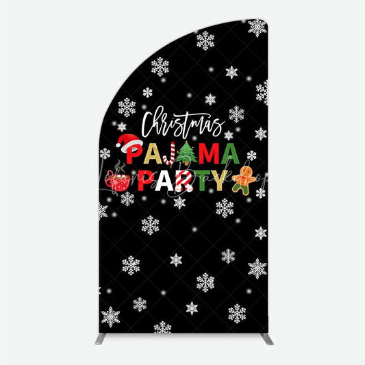 Lofaris Half Moon Arch Backdrop Christmas Pajama Party Winter Gingerbread Man Cocoa Snowflake Cover