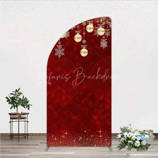 Lofaris Half Moon Arch Backdrop Christmas Red Gold Ornaments Cover Winter Snowflake Glitter Chiara Wall Background Holiday Party Decor