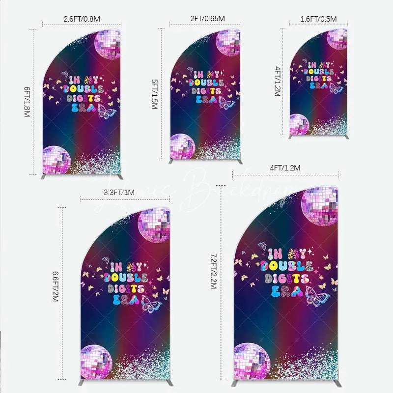 Lofaris Half Moon Arch Backdrop In My Double Digits Era Groovy Disco Ball Butterfly Birthday Cover