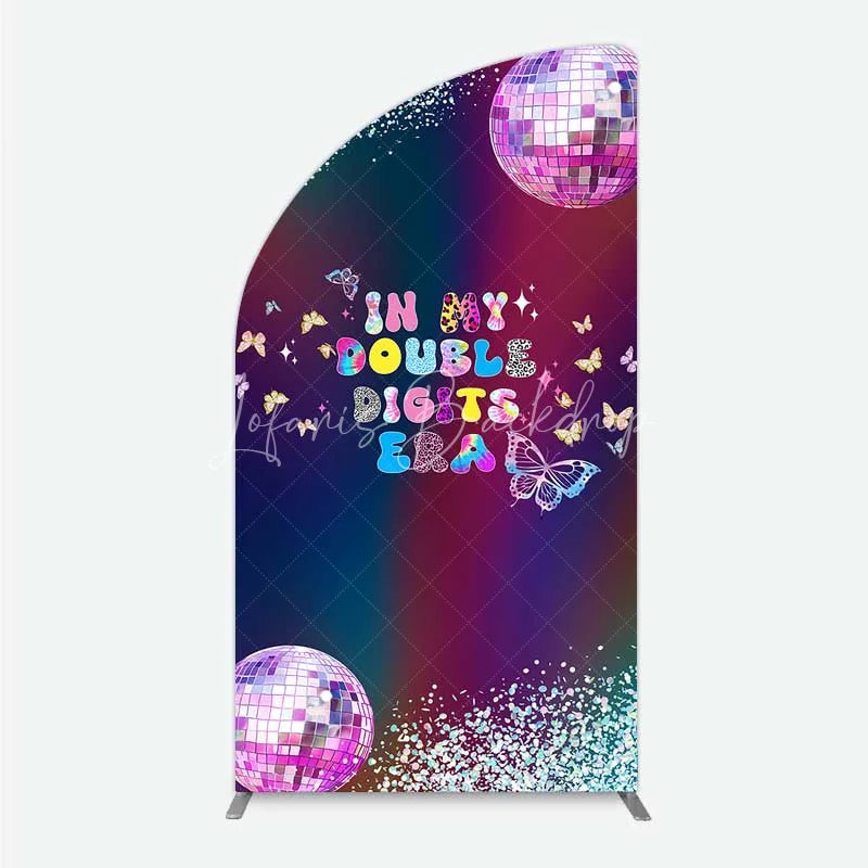 Lofaris Half Moon Arch Backdrop In My Double Digits Era Groovy Disco Ball Butterfly Birthday Cover