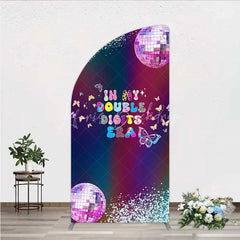 Lofaris Half Moon Arch Backdrop In My Double Digits Era Groovy Disco Ball Butterfly Birthday Cover