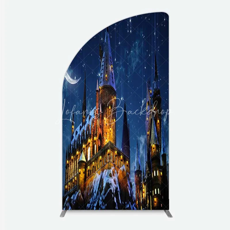 Lofaris Half Moon Arch Backdrop Magic Castle Night Wizard School Winter Starry Sky Cover
