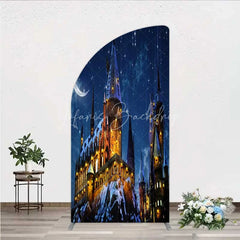 Lofaris Half Moon Arch Backdrop Magic Castle Night Wizard School Winter Starry Sky Cover
