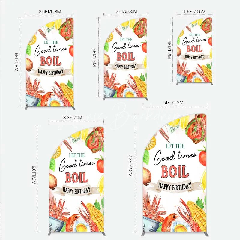 Lofaris Half Moon Arch Backdrop Seafood Boil Birthday Summer Crawfish Lemon Good Times Cover