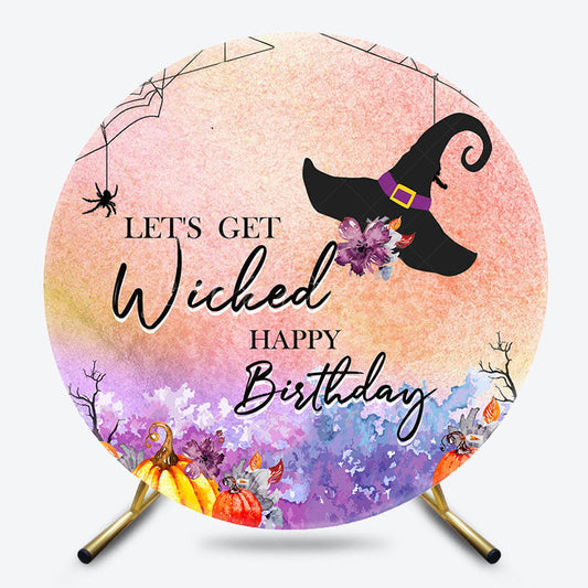Lofaris Halloween Lets Get Wicked Round Birthday Backdrop