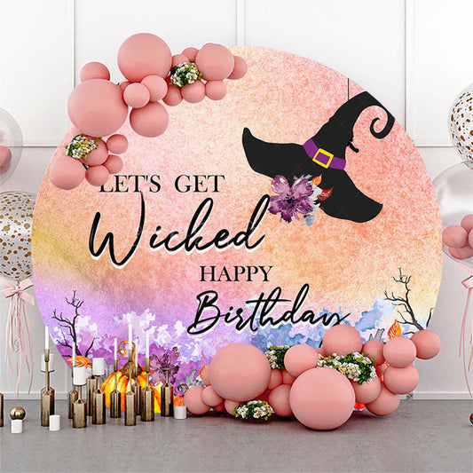 Lofaris Halloween Lets Get Wicked Round Birthday Backdrop