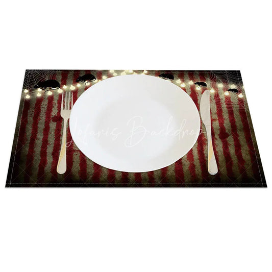 Lofaris Halloween Mouse and Cobweb Set of 4 Placemats with Light Bulbs for Quirky Spooky Party Decor