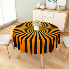 Lofaris Halloween Round Tablecloth with Black and Orange Stripes for Festive Spooky Holiday Party Decor