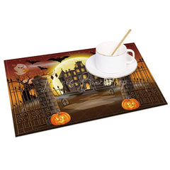 Lofaris Halloween Set of 4 Placemats with Bat Ghost Castle and Jack-O’-Lantern for Spooky Party Decor